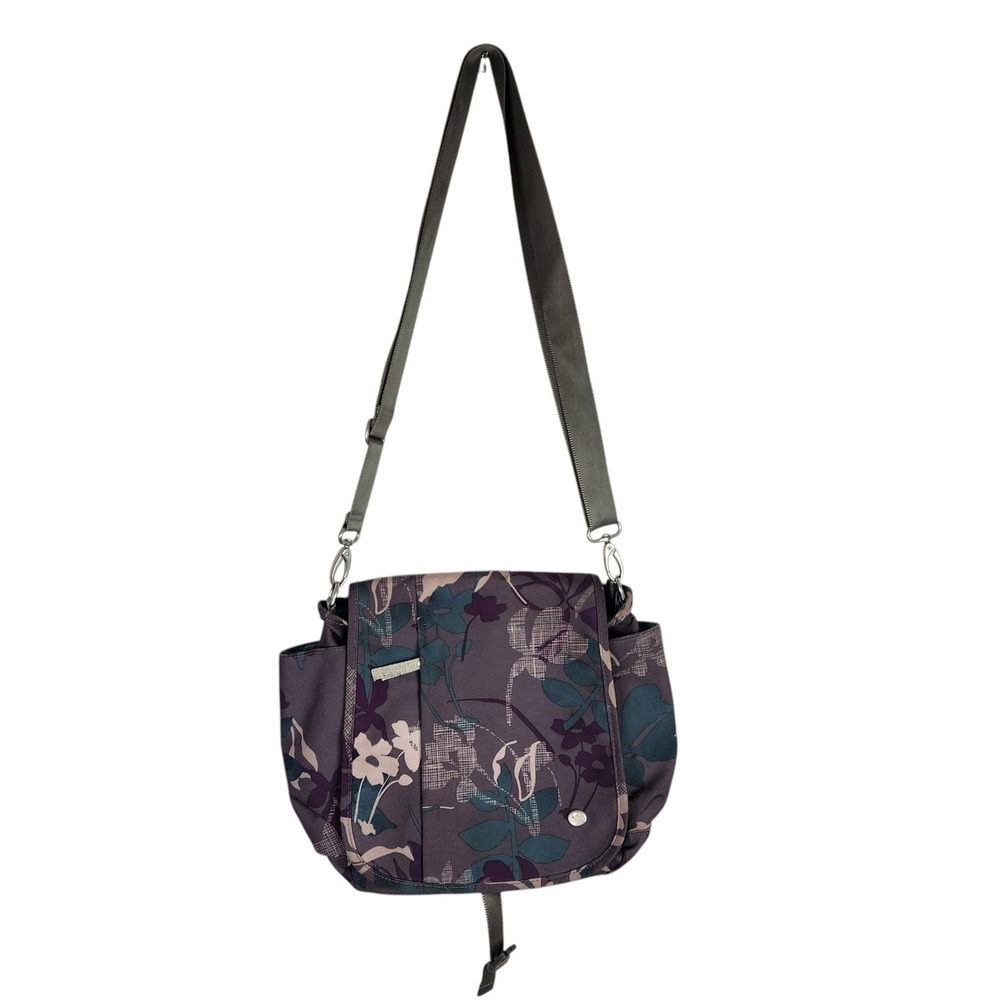 HAIKU CyclePET Messenger Bag Womens Medium Purple Floral Crossbody Purse Zip